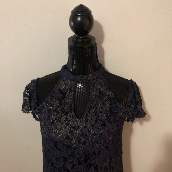 NWT Blue & Gold hue Lace Dress - Picture 2 of 6